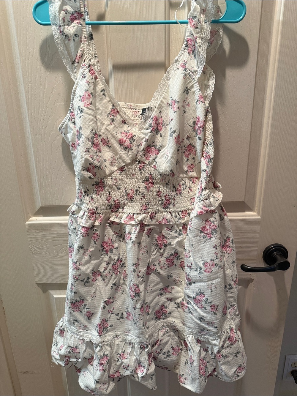 wild fable White Floral Midi Dress with Pink Rose Print